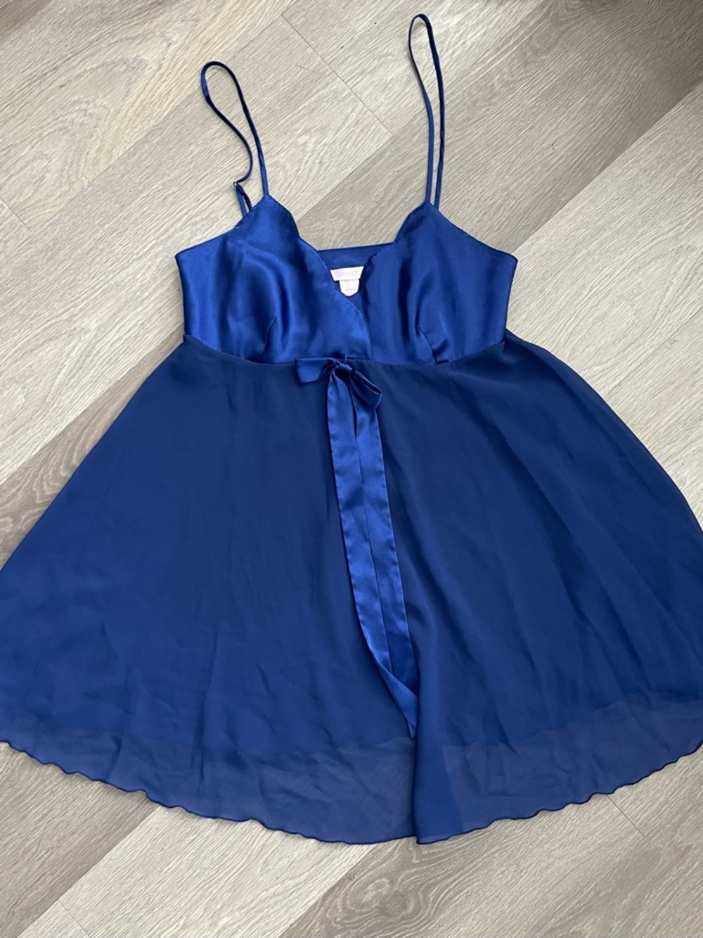 Victoria's Secret Navy Blue Satin & Chiffon Chemise